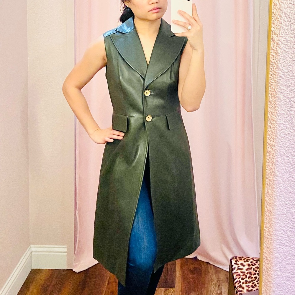 Genuine Designer 100% leather button down dress